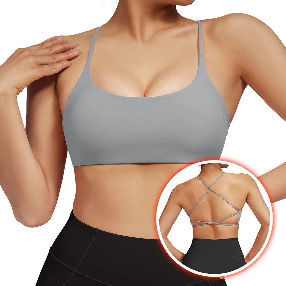 GR  | Rückenfreier Stoßfester Fitness Sport Bh Mit Polstern Für Frauen