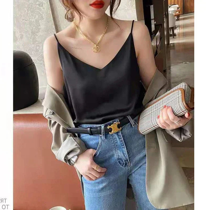 GR | Neck Satin Crop Top Damen