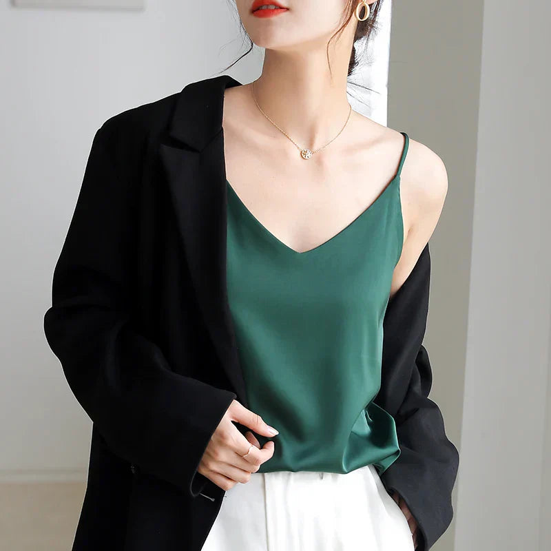 GR | Neck Satin Crop Top Damen