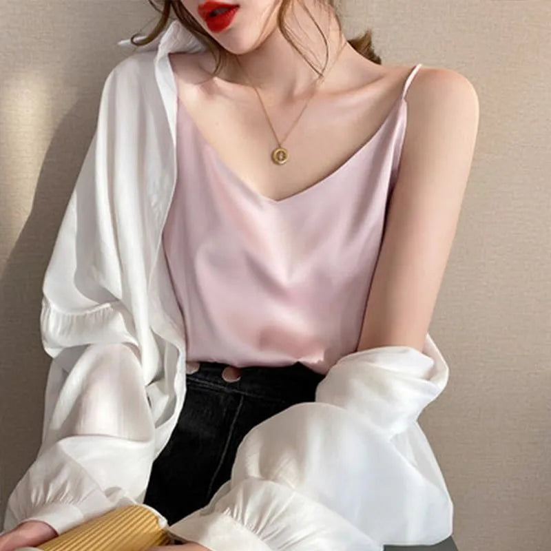 GR | Neck Satin Crop Top Damen