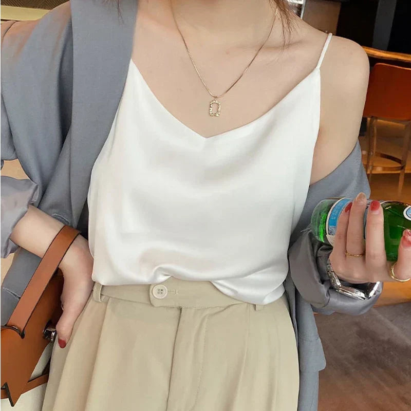 GR | Neck Satin Crop Top Women