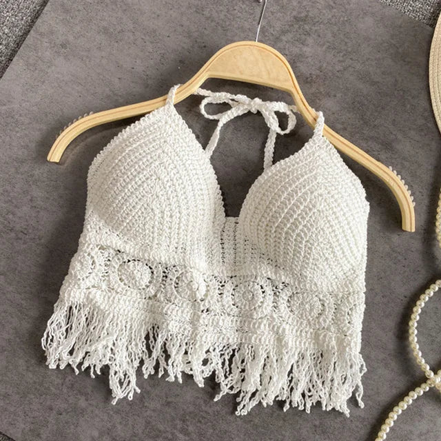 GR | Crochet Boho Style Bikini Bra with Tassel