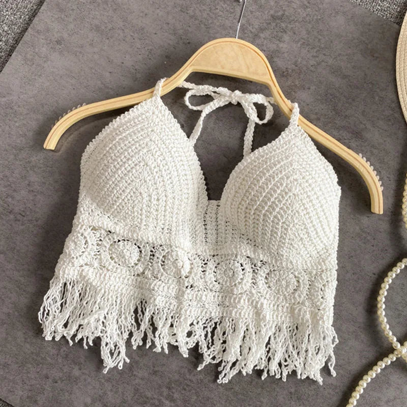 GR | Crochet Boho Style Bikini Bra with Tassel