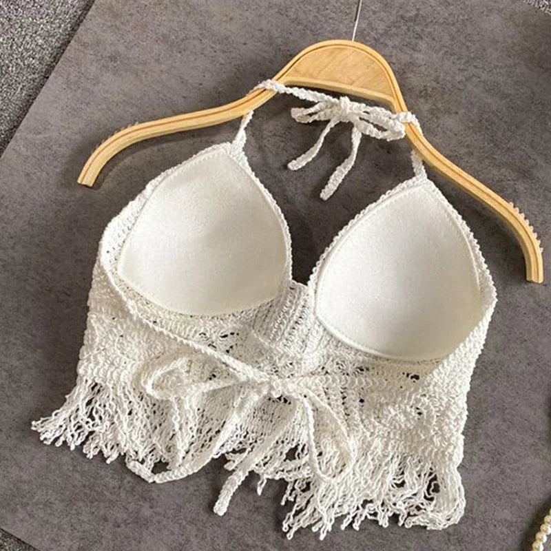GR | Crochet Boho Style Bikini Bra with Tassel