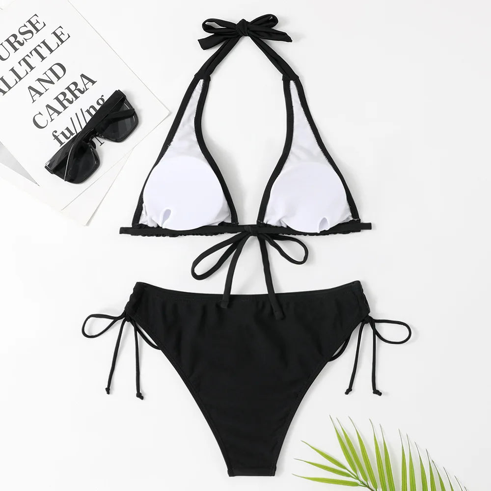 GR - Elegant triangle bikini in black