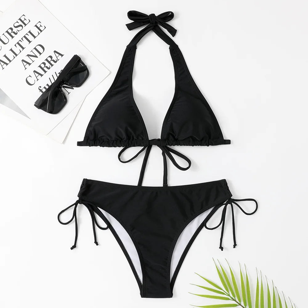 GR - Elegant triangle bikini in black