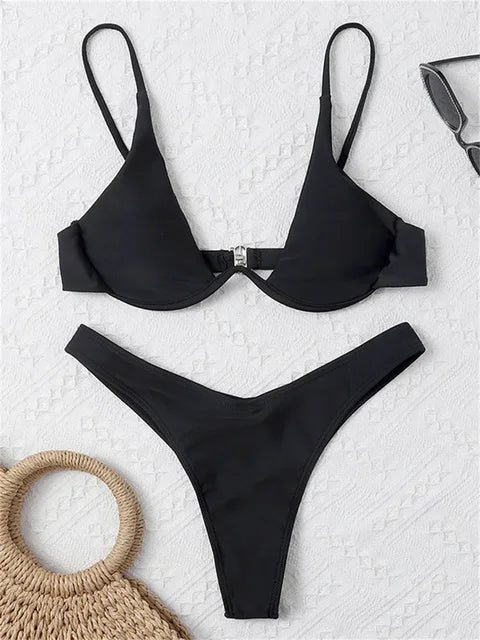 GR – Underwire Bikini Set: Push-up Bra and Thong Swimwear for Women
