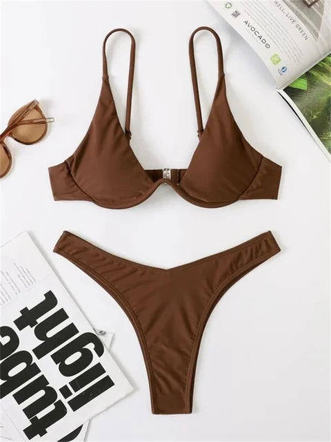 GR – Underwire Bikini Set: Push-up Bra and Thong Swimwear for Women