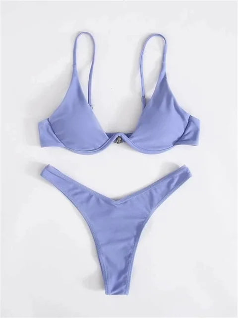 GR – Underwire Bikini Set: Push-up Bra and Thong Swimwear for Women