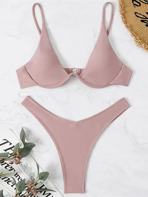 GR – Underwire Bikini Set: Push-up Bra and Thong Swimwear for Women