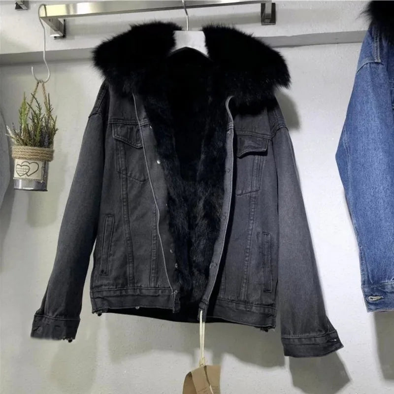 GR - Fashionable warm denim jacket for women