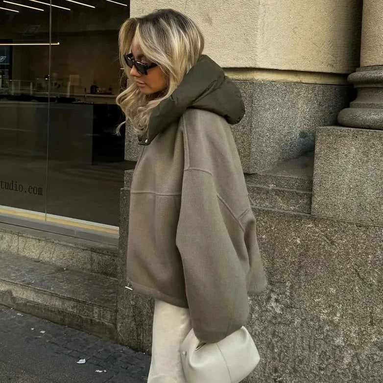 Casual loose women's jacket with hood