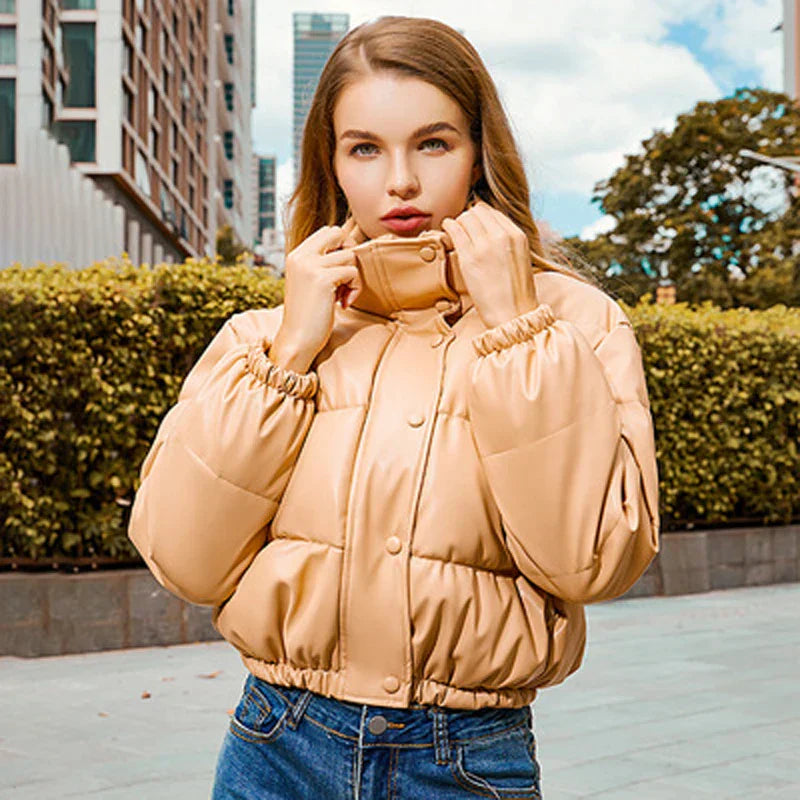 GR | Padded leather jacket for women