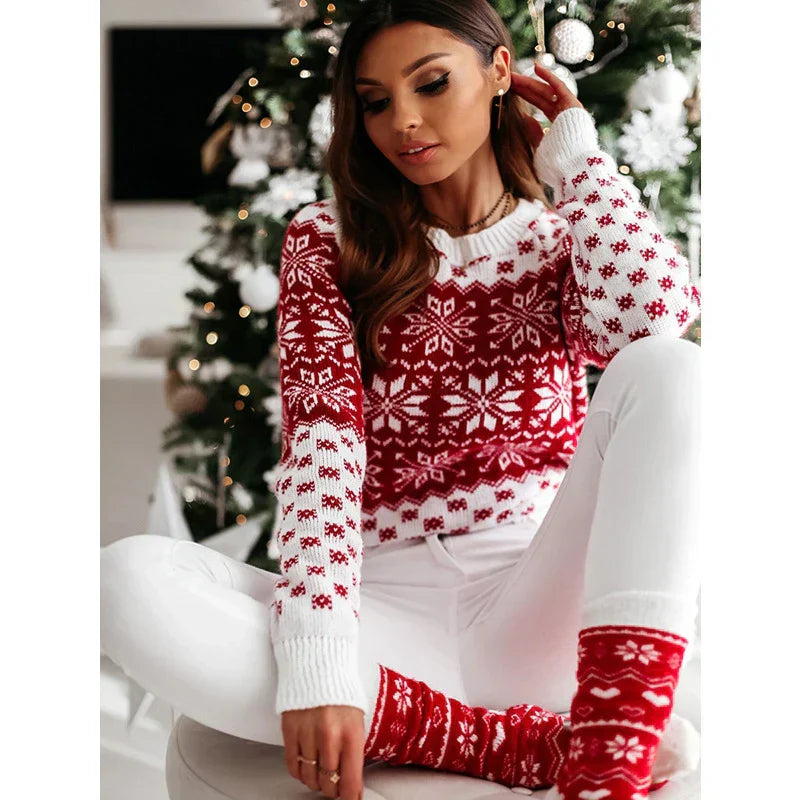 GR - Ugly Christmas sweater - Knitted sweater with snowflake pattern 