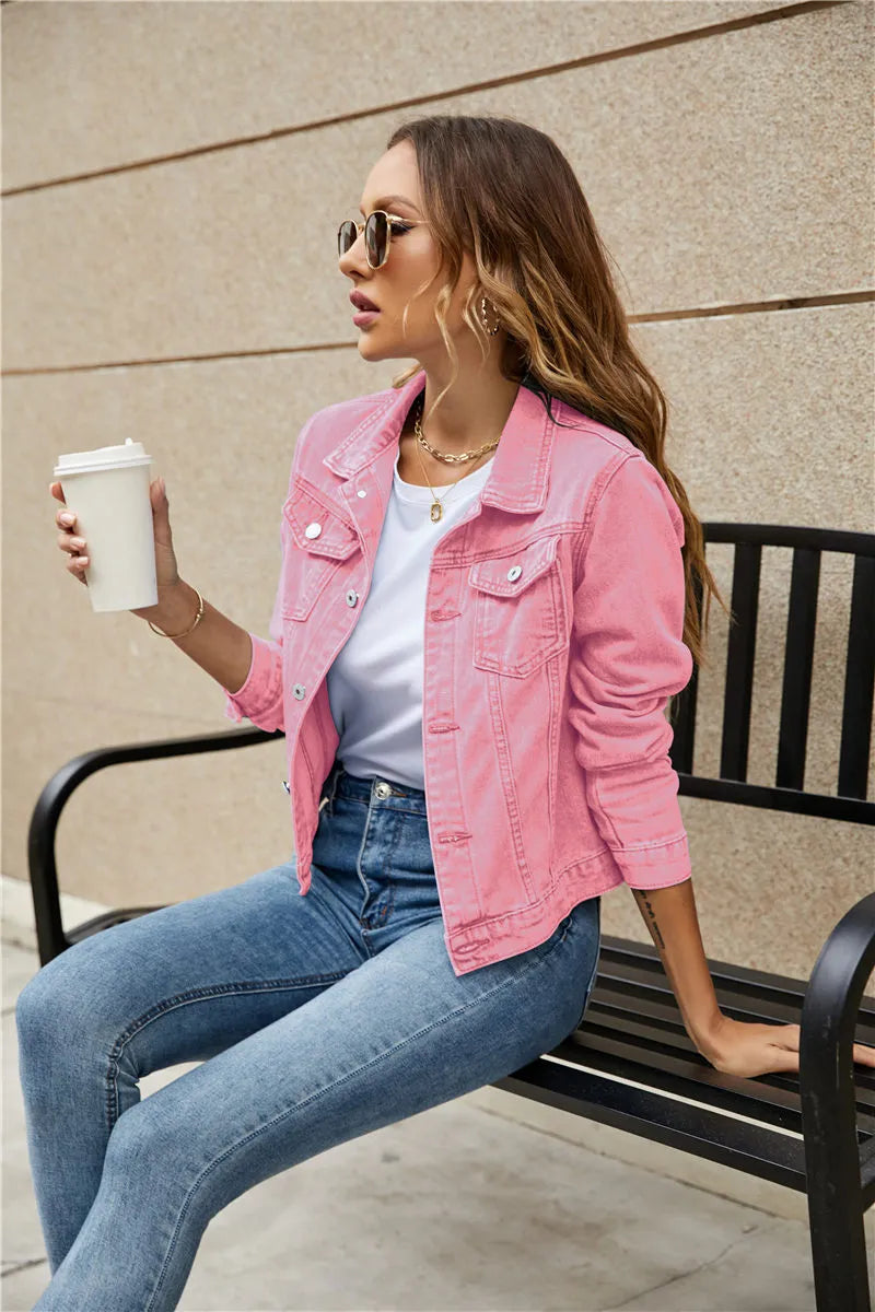 GR | Long-sleeved, notched denim jacket with pockets