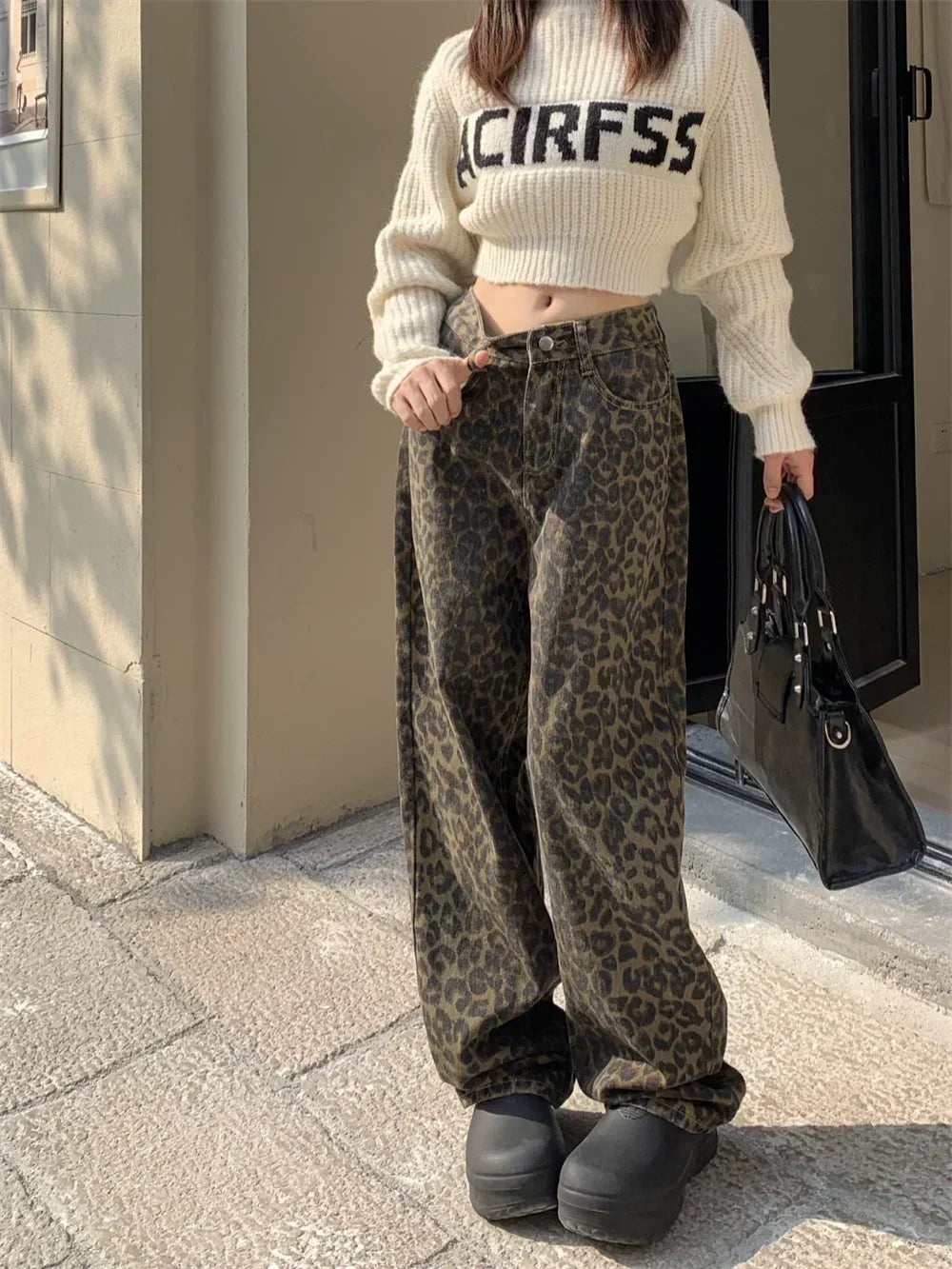 GR | Modische Leopardenmuster Jeans Für Damen