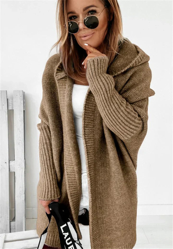 GR | Superweiche Gestrickte Strickjacke Mit Taschen Und Kapuze Für Damen