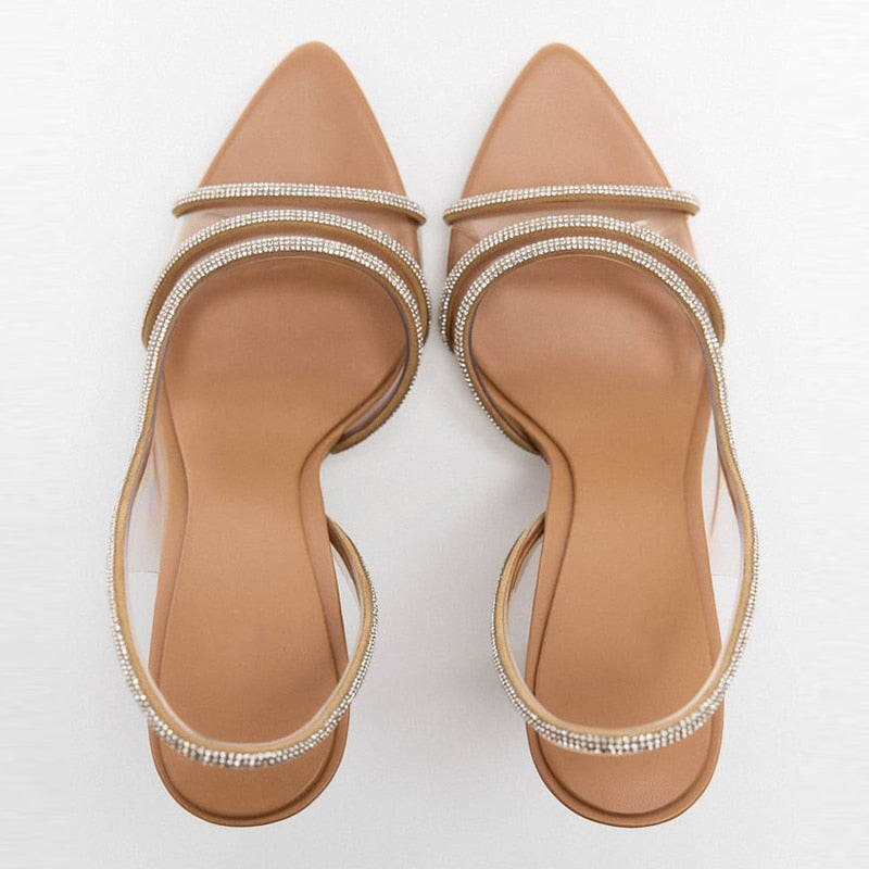 GR Elegant High-Heeled Sandals | Stiletto Slingback Peep Toe Shoes