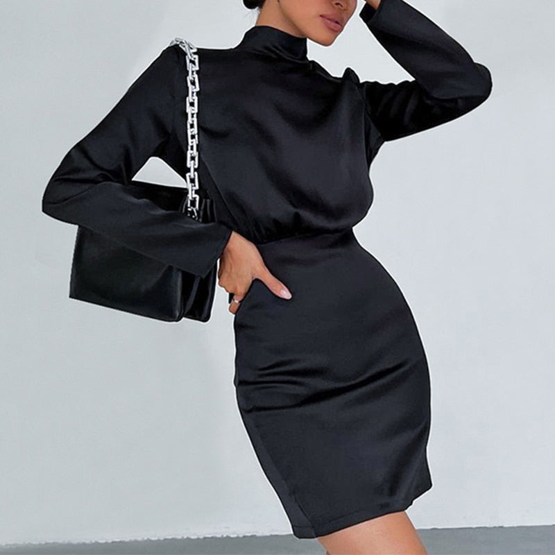 GR | Elegant roll-neck dress with ruching