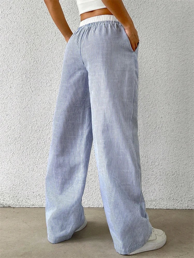 GR | Bequeme Hose mit Weitem Bein und Streifendruck