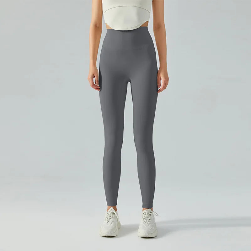 GR | Emily Sportswear Naked Hochtaillierte Tight Yoga Hosen Doppelseitig Gebürstet Pfirsich Po-Hebende Lauf Sport Fitness Leggings