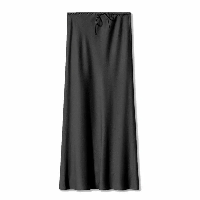 Clara™ - High-waisted satin maxi skirt