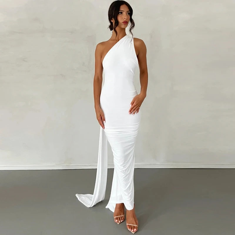 GR | Elegante Bodycon-Kleid mit Einem Schulter Rückehoch