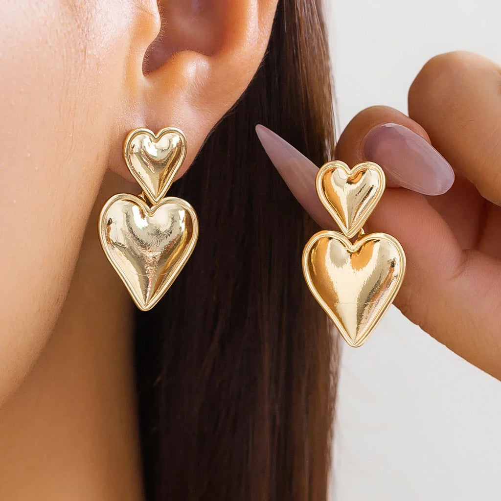 GR | Stylish Double Heart Drop Earrings for Women