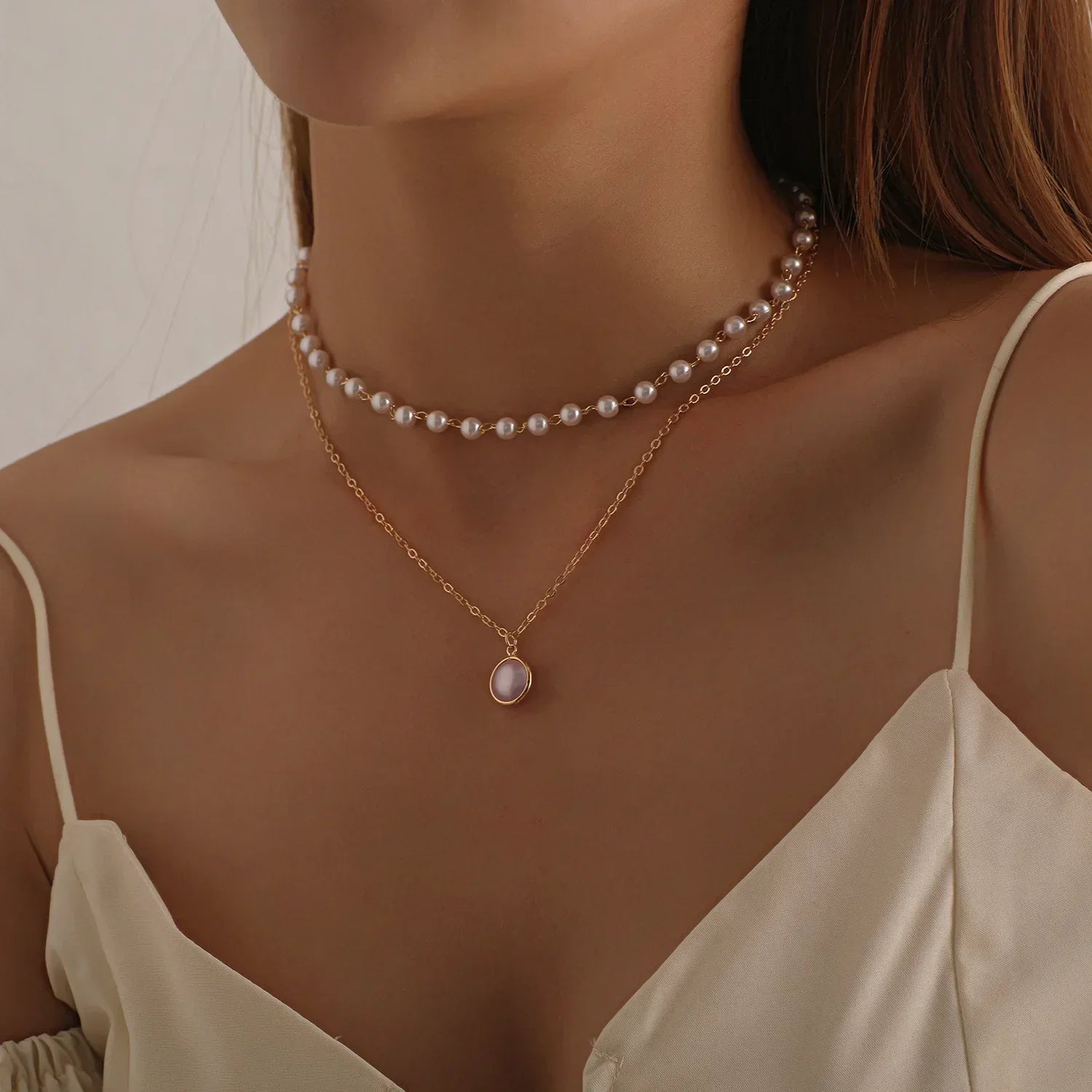 GR | Pearl Choker Heart Necklace for Women