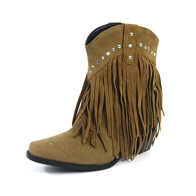 GR | Cowboy ankle boots with fringe tassel