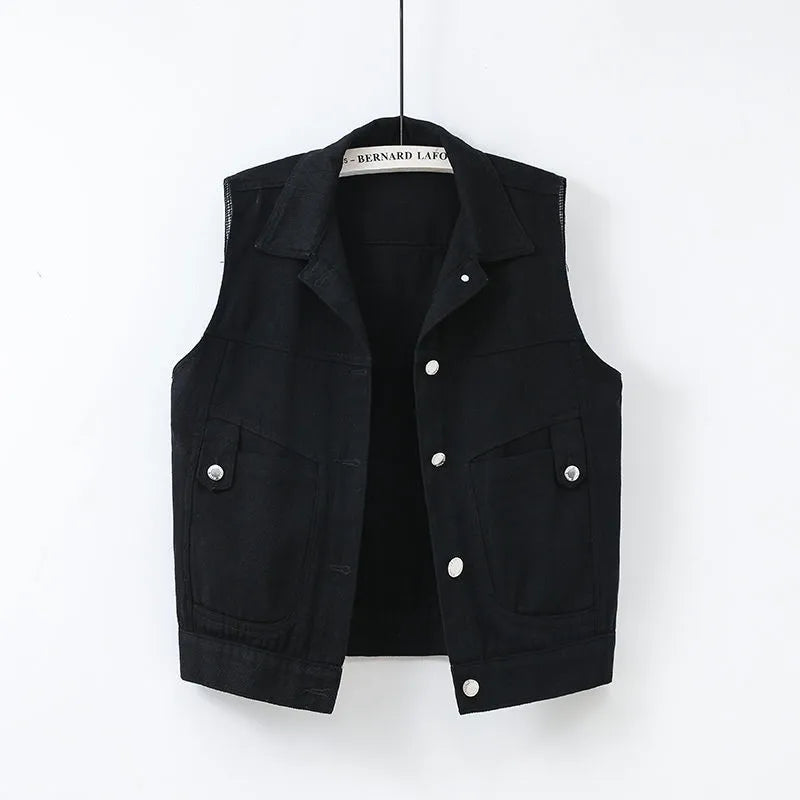 GR | Casual denim vest with pocket detail