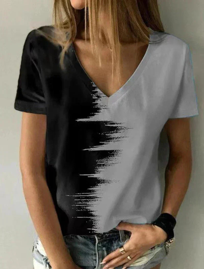 GR | T-Shirt mit V-Ausschnitt und Kurzen Ärmeln
