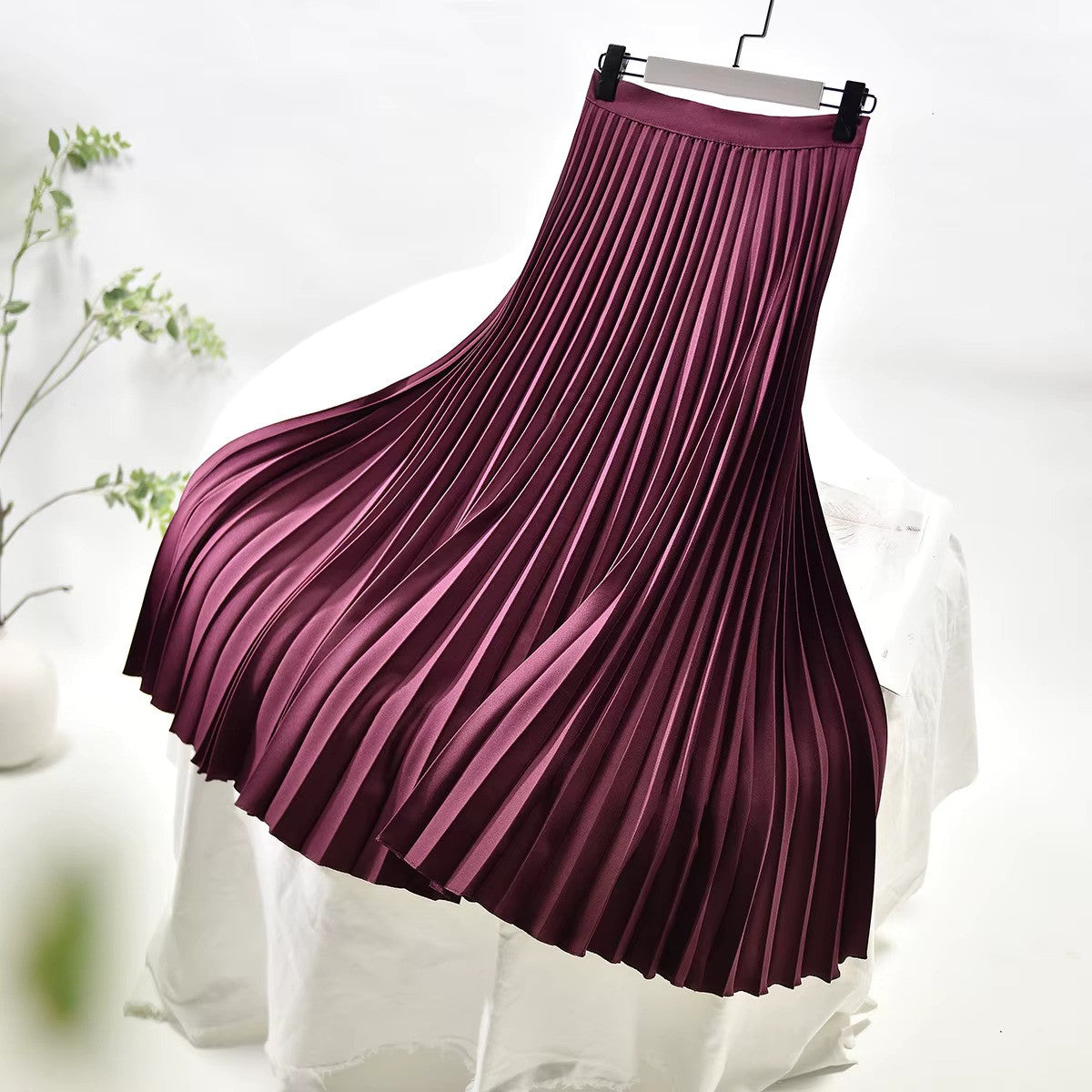 GR | Satin Plissee Rock Hohe Taille