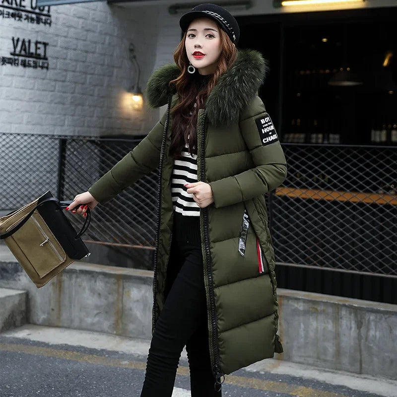 GR - Women's Winter Parka - Warm coat with large hood and fur collar 