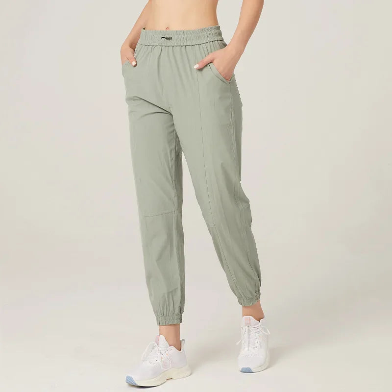 GR | Stoff Schnürsenkel Lauf Sport Joggers Frauen Schnell Trocknend Athletic Fitness Trainings Sweatpants mit Zwei Taschen Bewegung Hosen