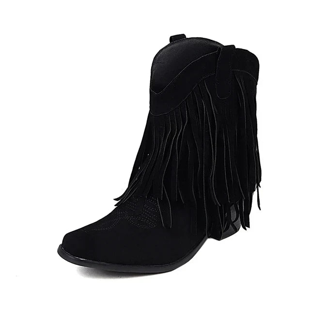 GR | Cowboy ankle boots with fringe tassel