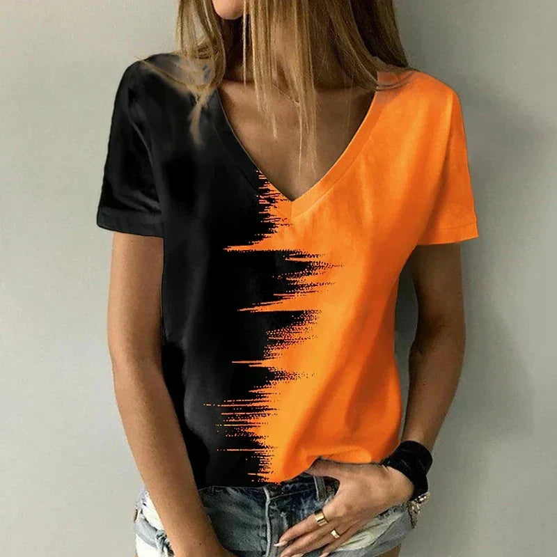 GR | T-Shirt mit V-Ausschnitt und Kurzen Ärmeln