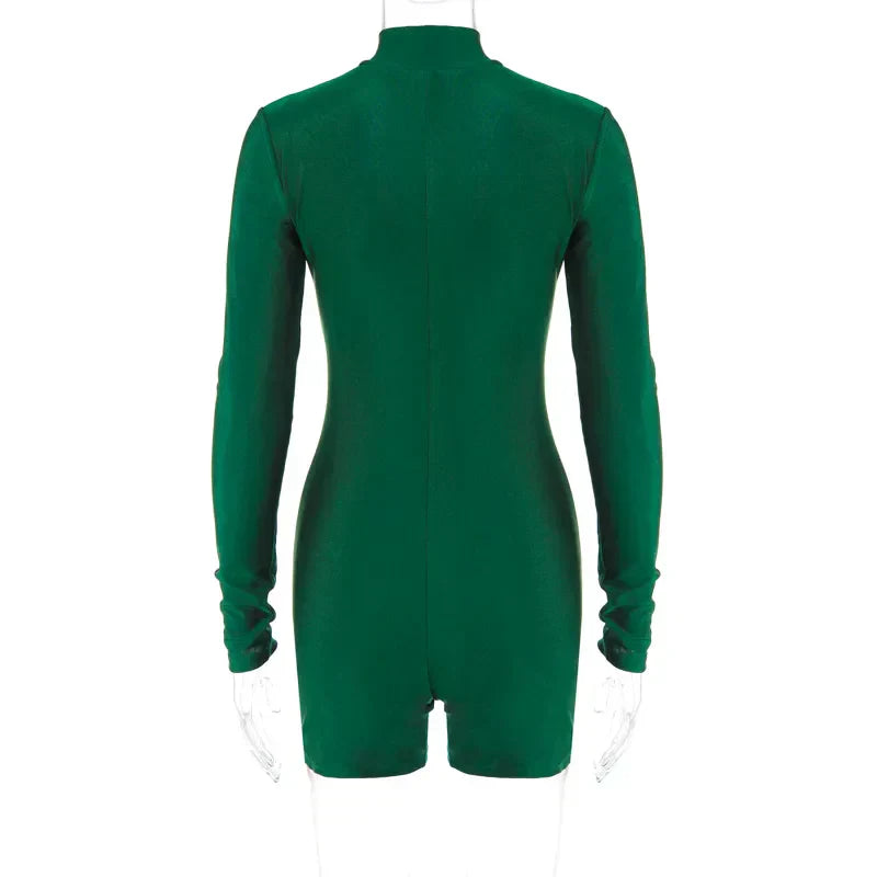 GR | Smooth emerald bodysuit with full-length zipper