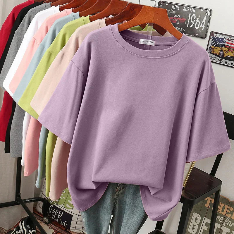 GR | Kuscheliges Baumwoll-Basic T-Shirt In Übergröße für Frauen