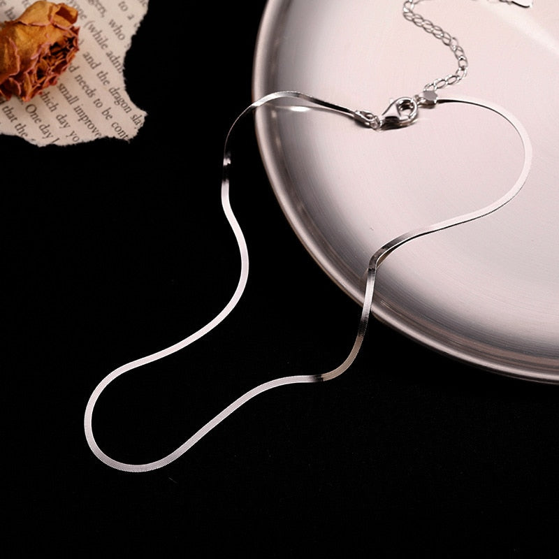 GR Elegant Sterling Silver Snakebone Necklace | Women's Clavicle Chain Necklace
