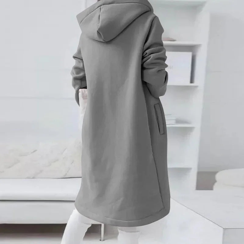 GR | Kapuzenstrickjacke mit geschwungenem Saum