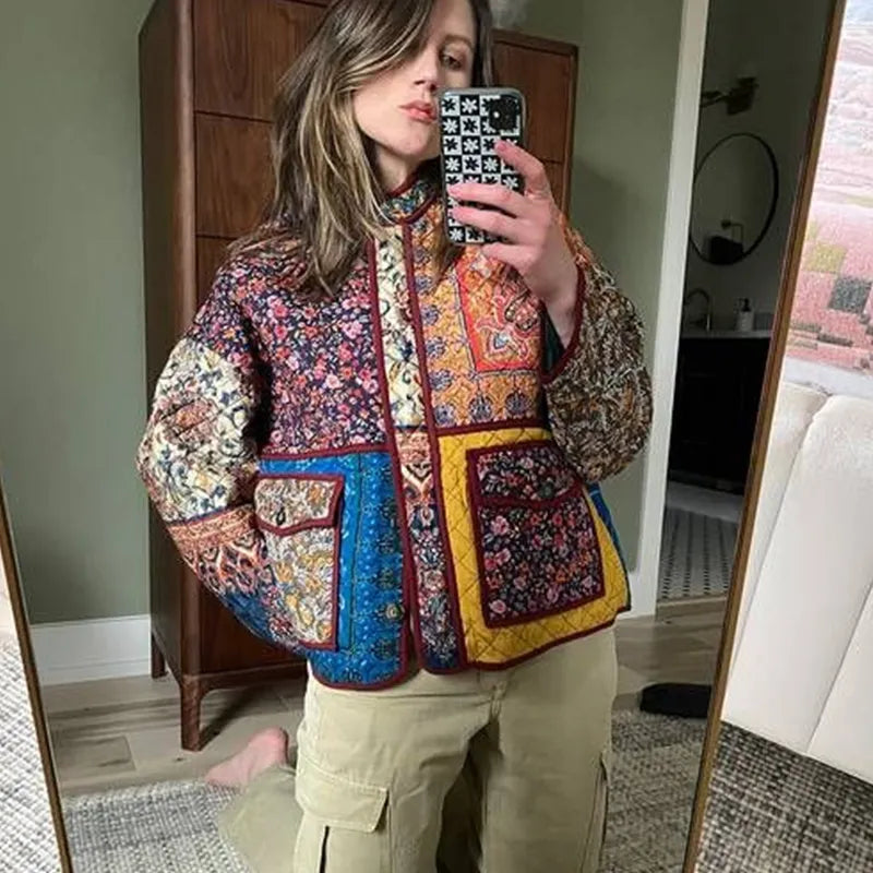 GR | Vintage Patchwork Quilted Jacket for Women