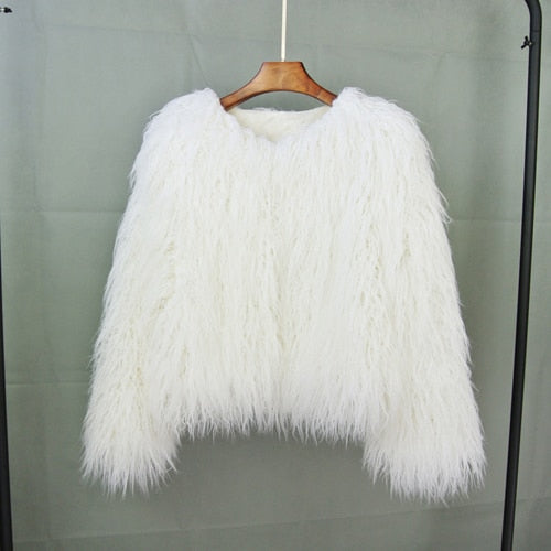 Women's thick warm faux fur coat 
