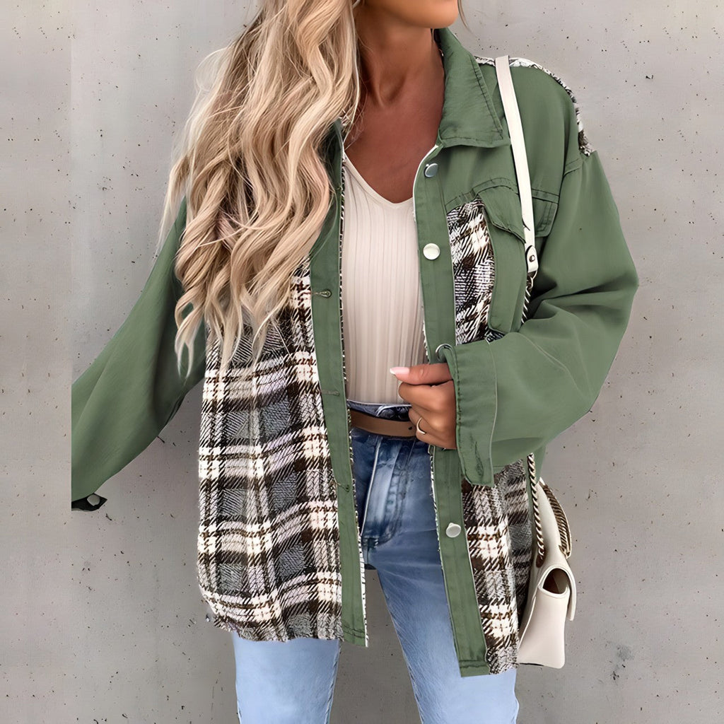 Long-sleeved checked jacket