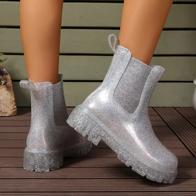 GR | Ankle boots - sustainable women's glitter rain boots