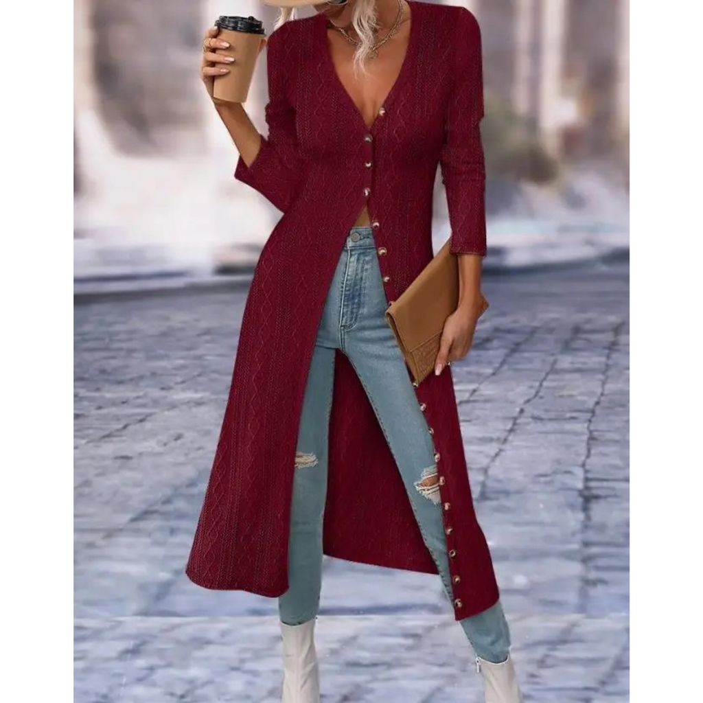 GR | Fit V-neck With button Long summer jacket