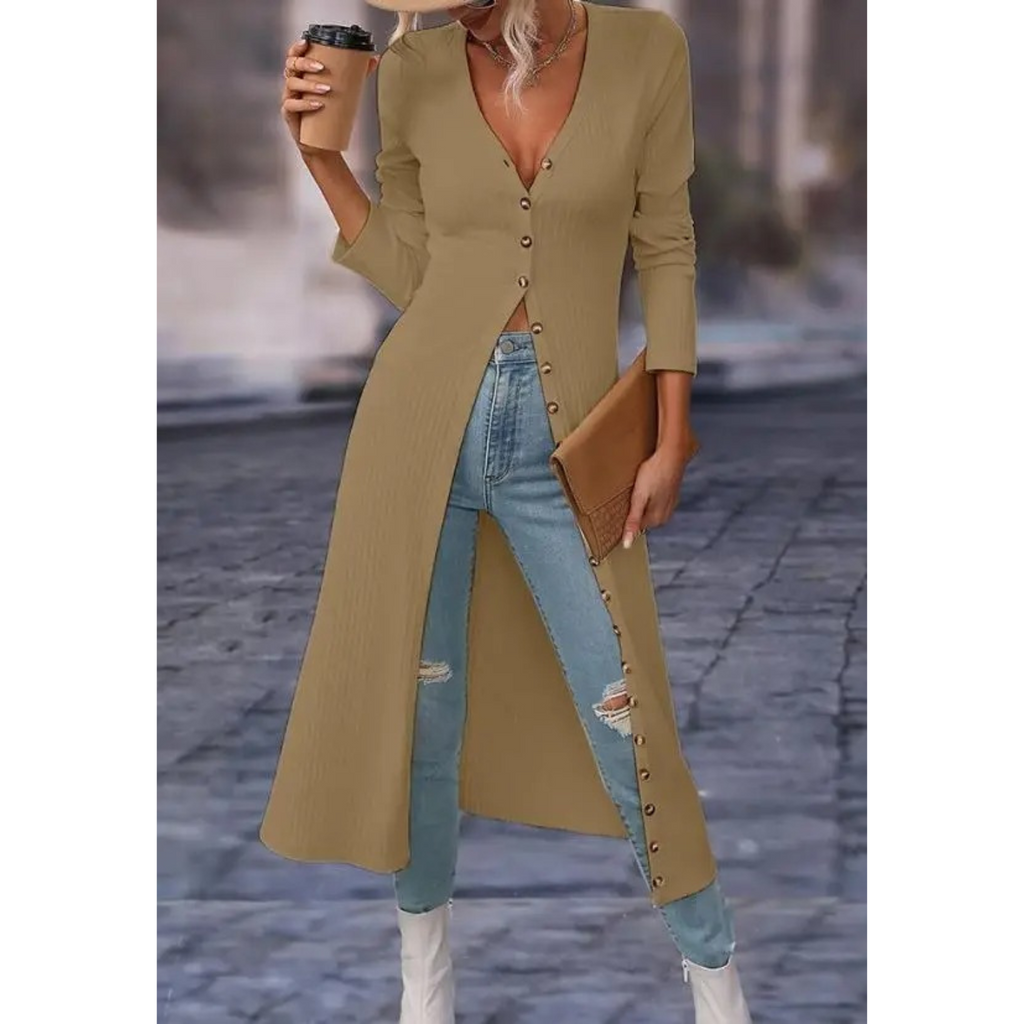 GR | Fit V-neck With button Long summer jacket