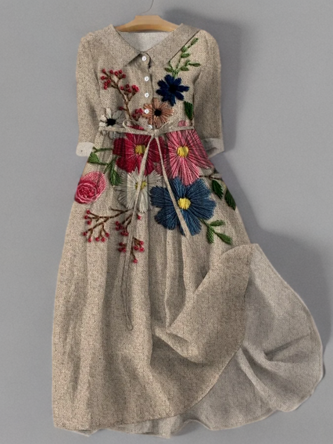 GR | Vintage Kleid mit Taschen aus Botanischer Spitze