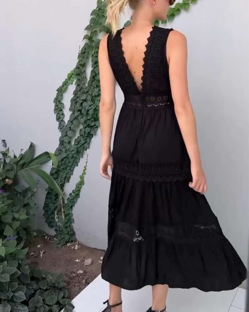 GR | Ärmelloses Spitzen Midi Kleid Für Damen