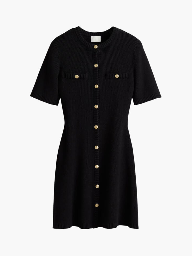 GR | Ribbed knit dress with buttons and chest pockets